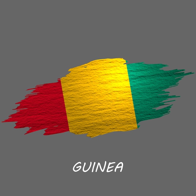 Grunge gestaltete Flagge von Guinea Pinselstrichhintergrund