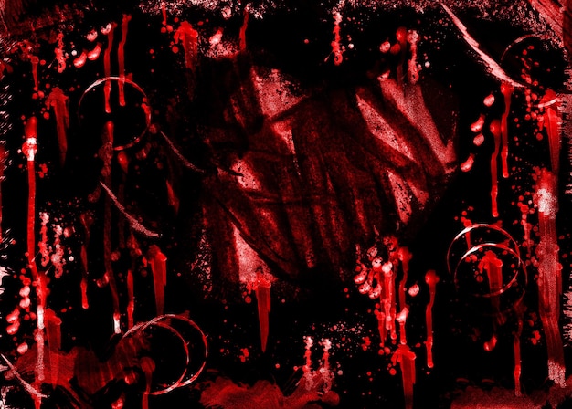 Foto grunge rojo detallado y trama de semitonos sobre un fondo oscuro