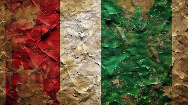 Grunge-Textur der italienischen Flagge mit einem Retro- und Vintage-Effekt