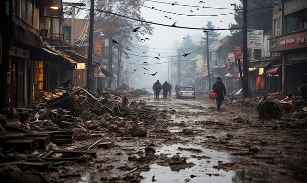 Grupo a caminhar pela Muddy Street