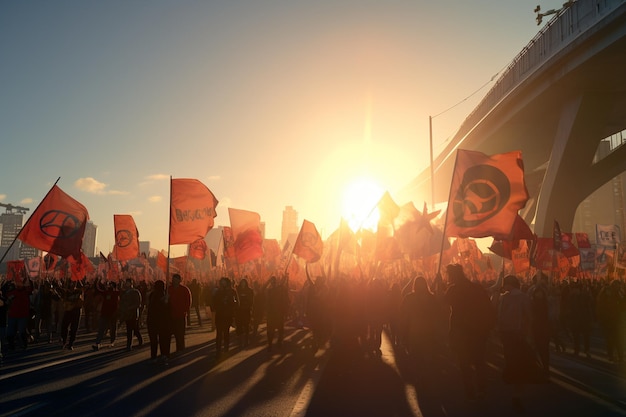 Un grupo de activistas marchando con pancartas y firmas 00055 00