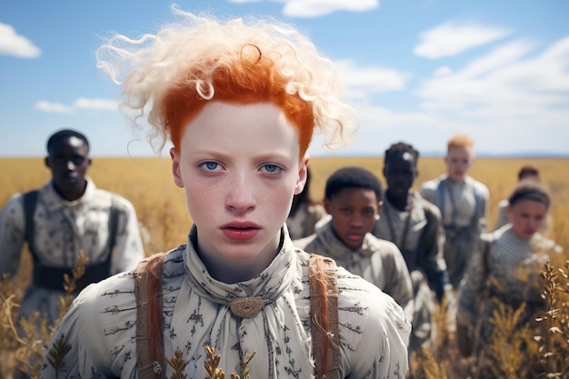 Foto grupo de adolescentes con diferentes colores de piel y cabello diversidad racial y étnica