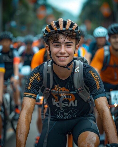 Un grupo de adolescentes organizan un papel pintado de bicicletas de caridad