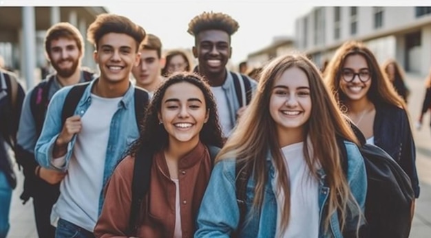 Un grupo de adolescentes sonriendo y posando para una foto.