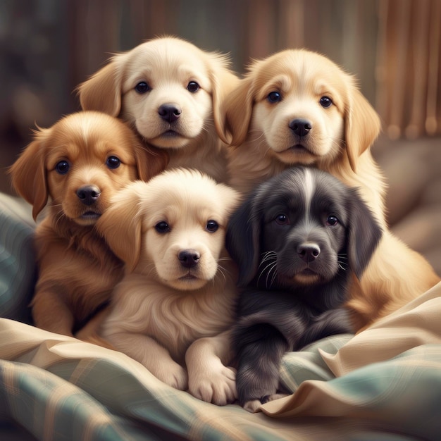 Un grupo de adorables cachorros acurrucados juntos