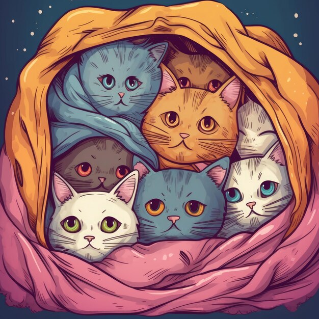 Un grupo de adorables gatitos acurrucados juntos