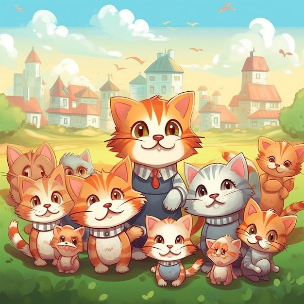 Un grupo de adorables gatitos.