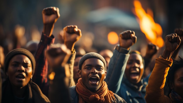 grupo de africanos protestando