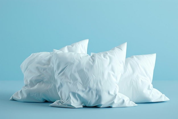 un grupo de almohadas blancas