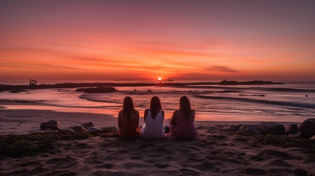 Un grupo de amantes de la playa sentados al lado