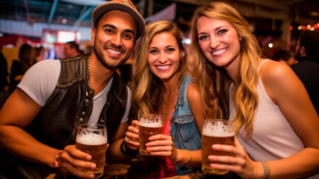 grupo de amigos bebiendo cerveza