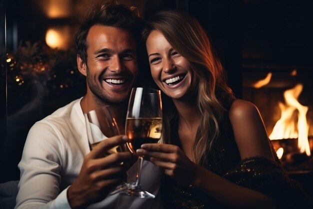 Foto un grupo de amigos brindando copas de vino