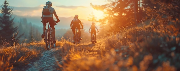 Un grupo de amigos disfrutando de un paseo panorámico en bicicleta