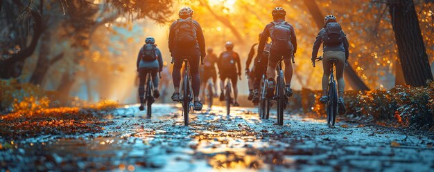 Un grupo de amigos disfrutando de un paseo panorámico en bicicleta