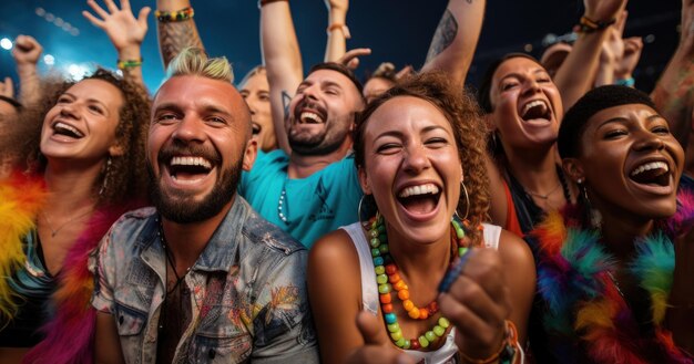 Foto un grupo de amigos divirtiéndose juntos en un festival sagrado