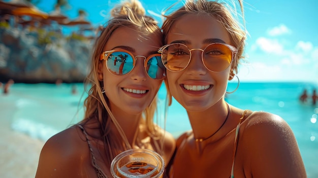 Un grupo de amigos divirtiéndose en la playa en un día soleado