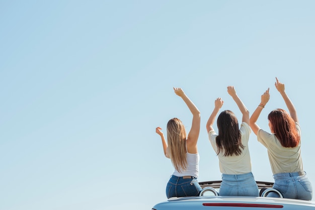 Foto grupo de amigos haciendo un road trip