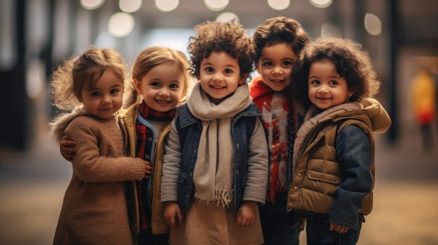 Grupo de amigos con niña y niño