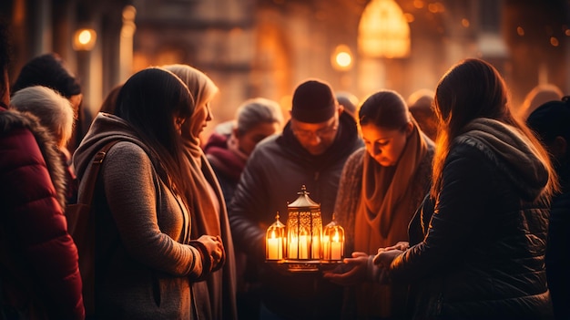 grupo de amigos orando juntos en la iglesia