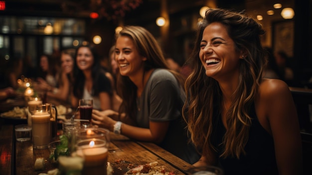 Un grupo de amigos se reúne para cenar.