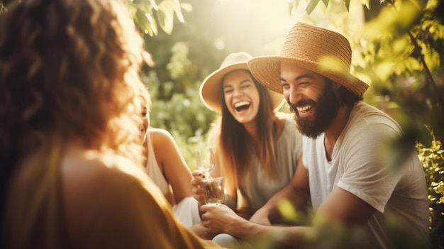 grupo de amigos sonrientes disfrutando del verano al aire libre