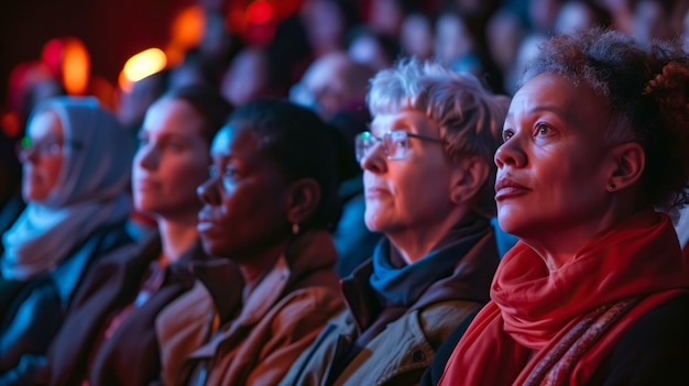 grupo de ancianos de diversas edades sentados viendo el evento como audiencia