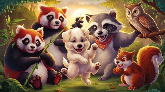 Un grupo de animales lindos.