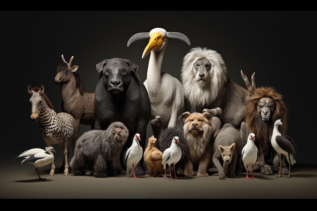 Foto grupo de animales