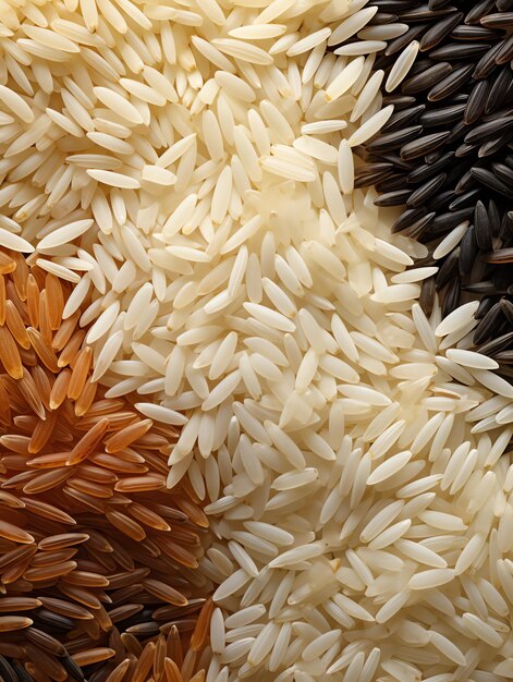 Foto un grupo de arroz de diferentes colores