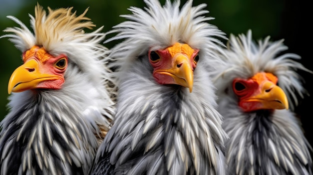 Grupo de aves secretarias de cerca