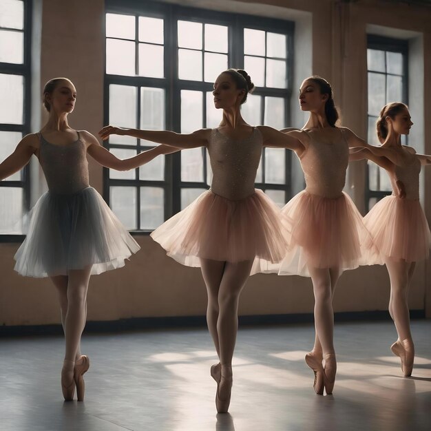 El grupo de bailarines de ballet moderno