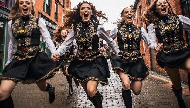 grupo de bailarines tradicionales irlandeses