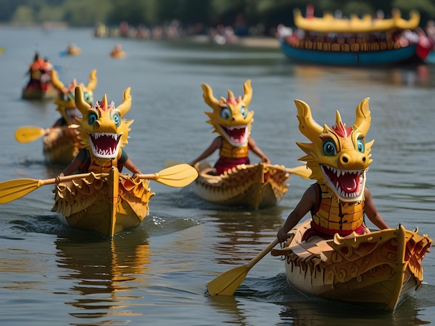 Foto grupo de barcos dragón