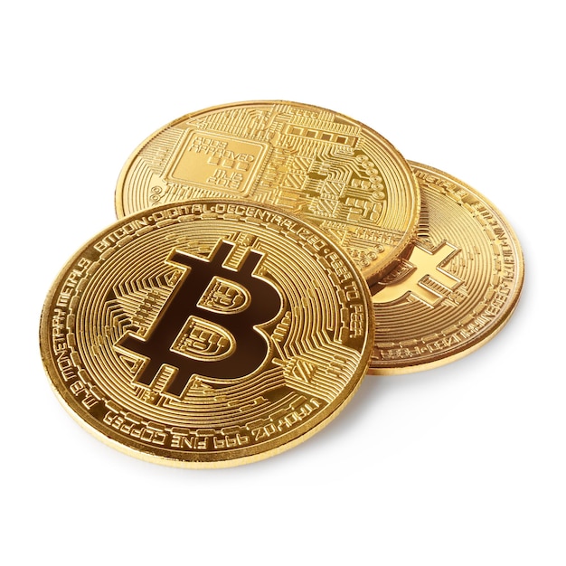 Grupo de bitcoins dorados