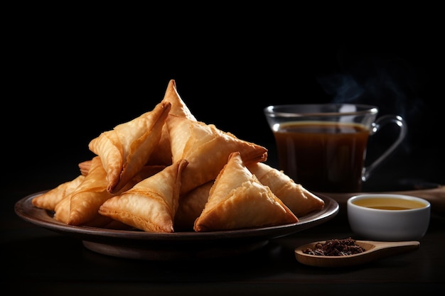 Grupo de bocadillos indios para la hora del té samosa