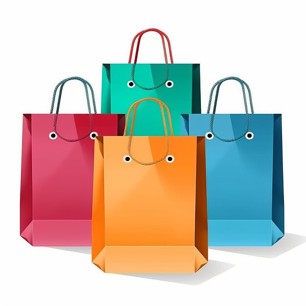 Grupo de bolsas de compras vacías de colores