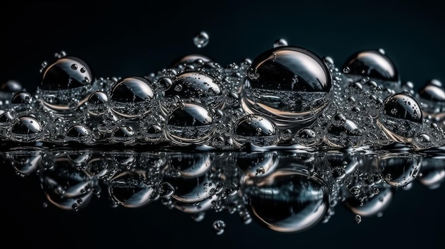 Grupo de burbujas en la superficie del agua generada por IA