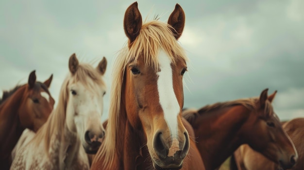 Un grupo de caballos mirando a la cámara