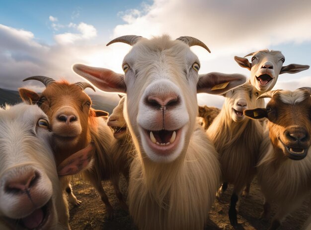 Foto un grupo de cabras