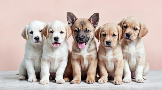 Un grupo de cachorros adorables sentados juntos