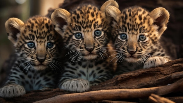 Grupo de cachorros de leopardo de cerca