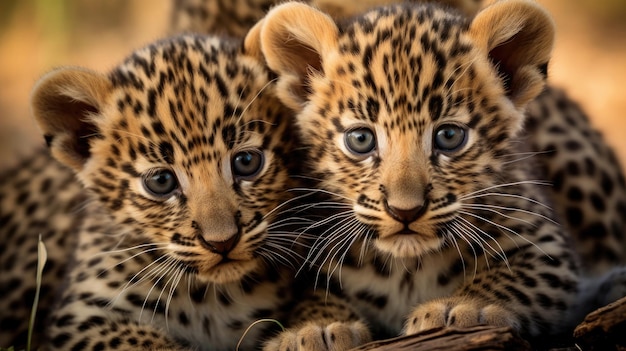 Grupo de cachorros de leopardo de cerca