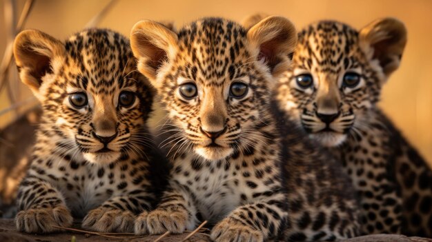 Grupo de cachorros de leopardo de cerca