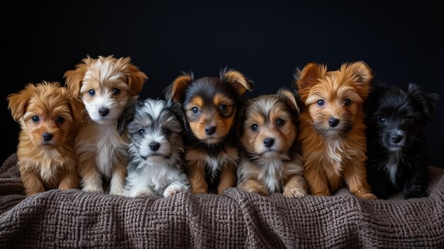 Foto un grupo de cachorros lindos una pequeña familia canina