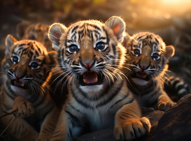 Un grupo de cachorros de tigre