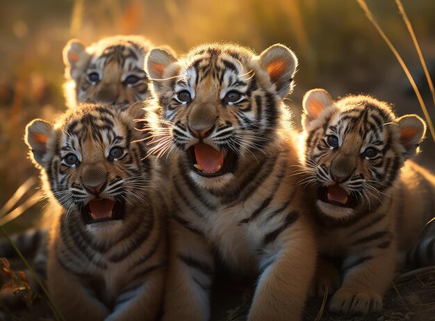 Foto un grupo de cachorros de tigre