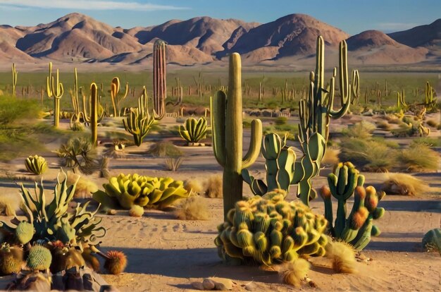 Grupo de cactus saguaro de pie prominente en el desierto de Sanoran cerca de Phoenix Arizona Estados Unidos