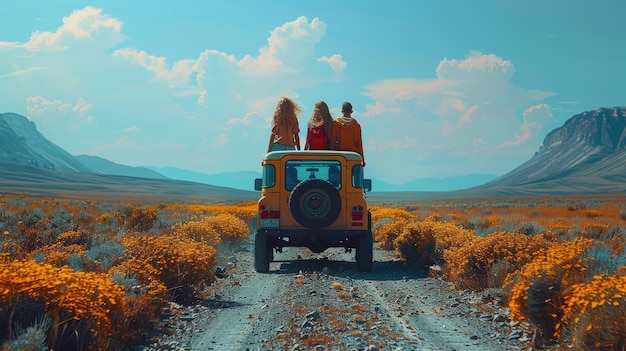 Un grupo de camaradería durante un viaje por carretera