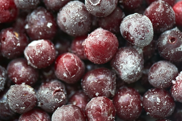 Grupo de cerezas congeladas closeup