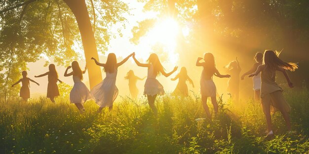 grupo de chicas bailando en el parque